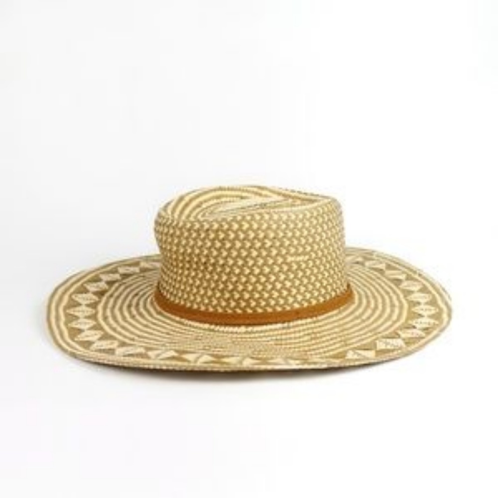 NWT! Nine West Patterned Woven Bolero Hat Tan - Picture 3 of 3